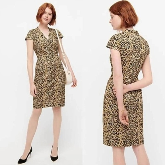 J. Crew Re-Imagined Chetah Leopard Print V-Neck Sheath Dress Size 16 NWT AK630 - Picture 15 of 15